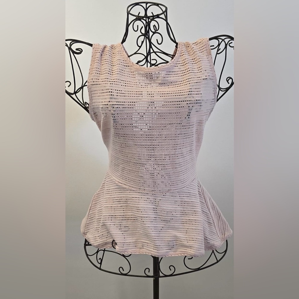 BCBGMaxAzria Light Pink Peplum Tank Top